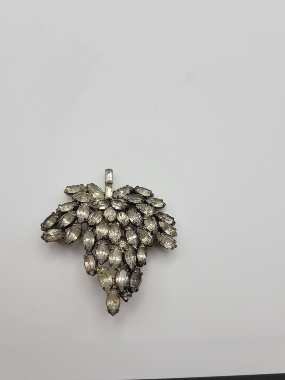 Vinyate Silver Crystal Cluster Leaf Brooch